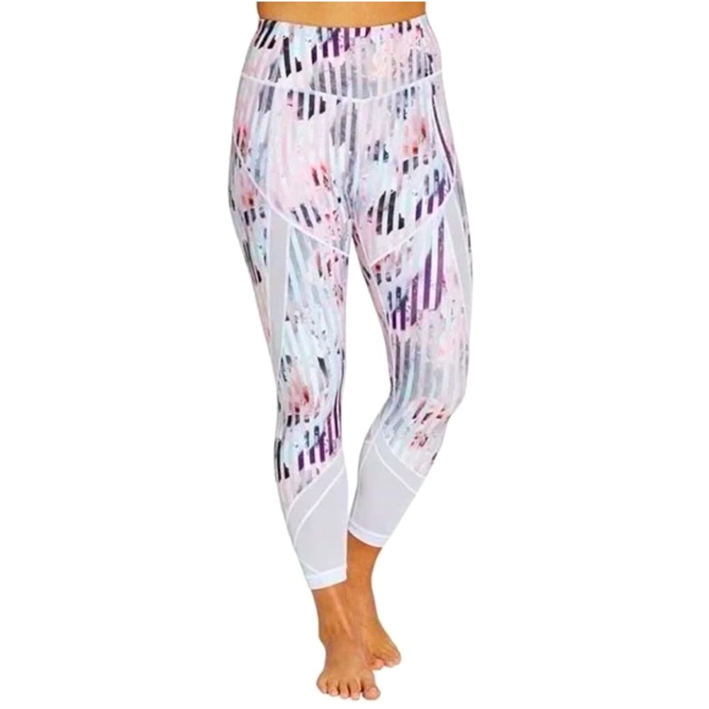 Calia by Carrie Underwood Mesh Stripe Floral Active Leggings Size M